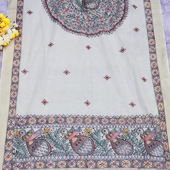 Madhubani dupatta hand-painted work on tussar silk - Picture 7 of 7